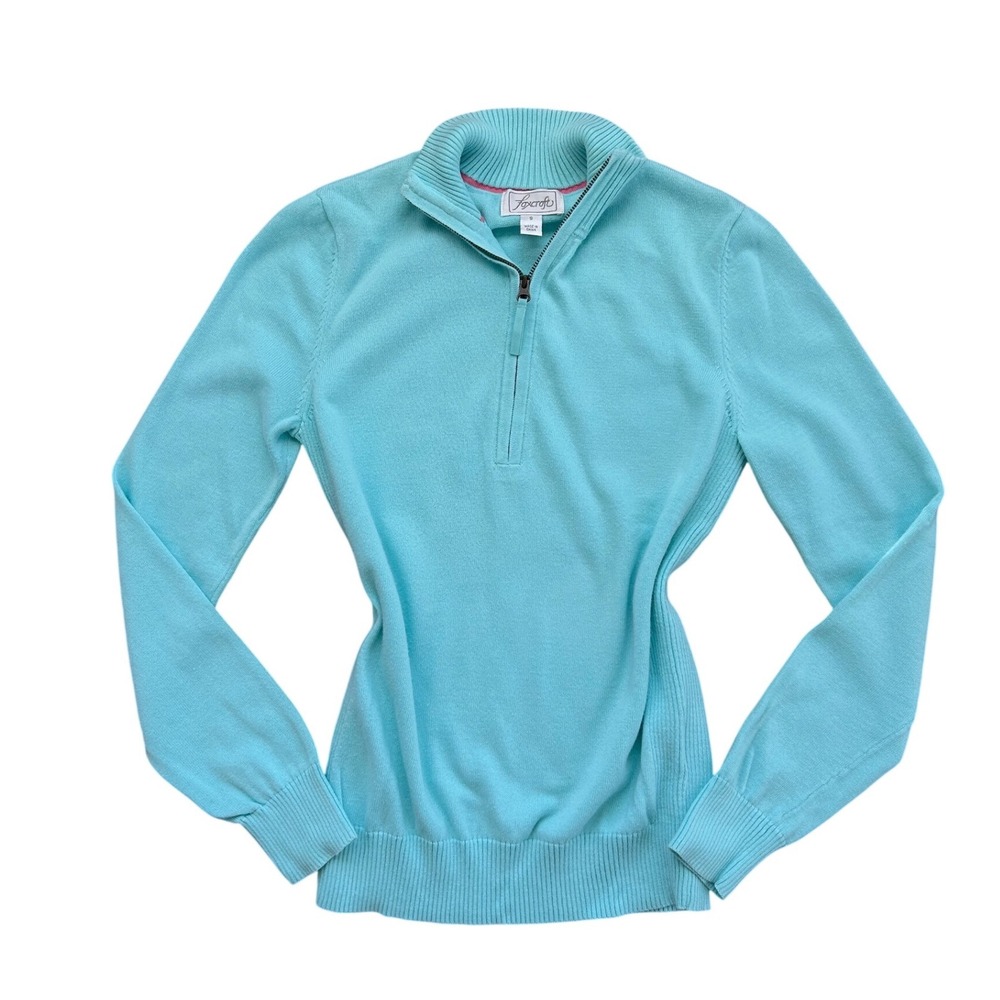 Foxcroft Blue 100% Supima Cotton Quarter Zip Sweater Vintage Y2K Womens S preppy